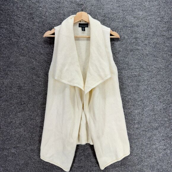 Cynthia Rowley Cardigan Women M Medium Beige Knit Wool Open Front Collared - Picture 1 of 7